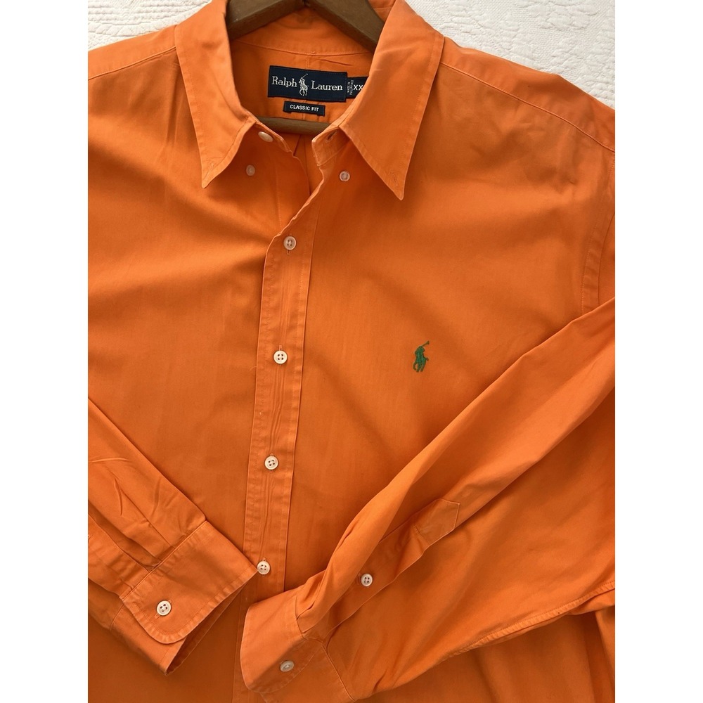 Ralph Lauren Classic Fit Shirt Mens XXL Tennessee Orange Cotton Button Down Pony